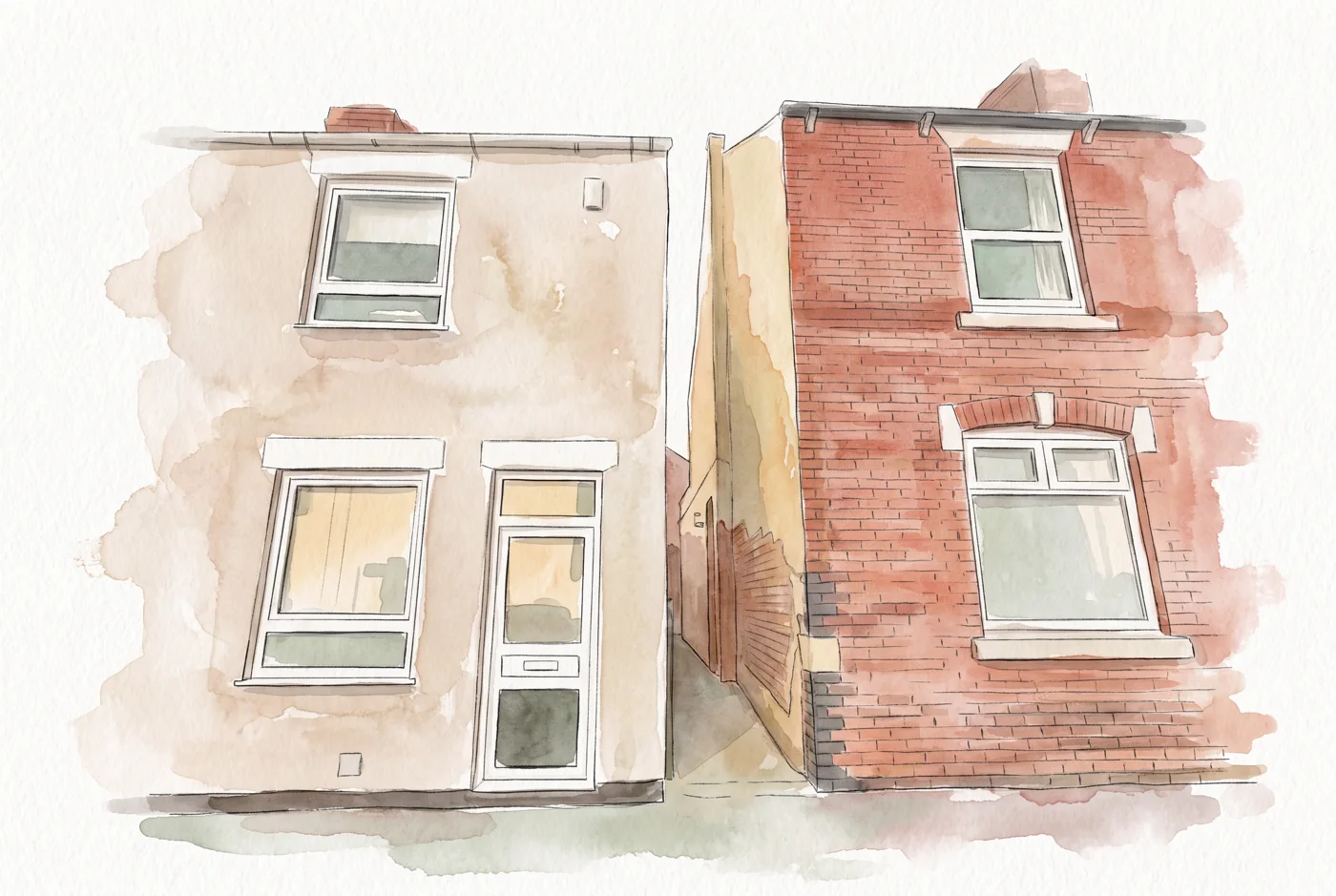 Watercolour illustration of Chatsworth Terrace, Chesterfield