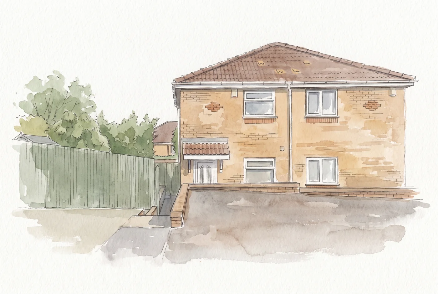 Watercolour illustration of Tapton View, Chesterfield